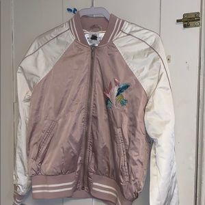 Pink white holographic zip up
